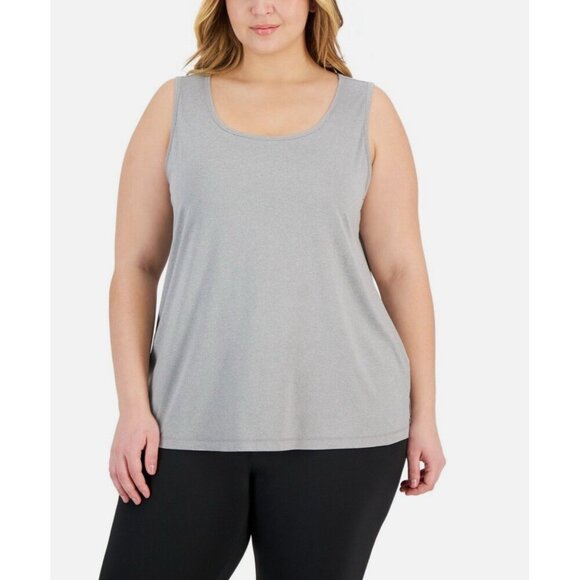 ID Ideology Plus Size Solid Essentials Crewneck Tank Top Women's Storm Gray New - Picture 1 of 10